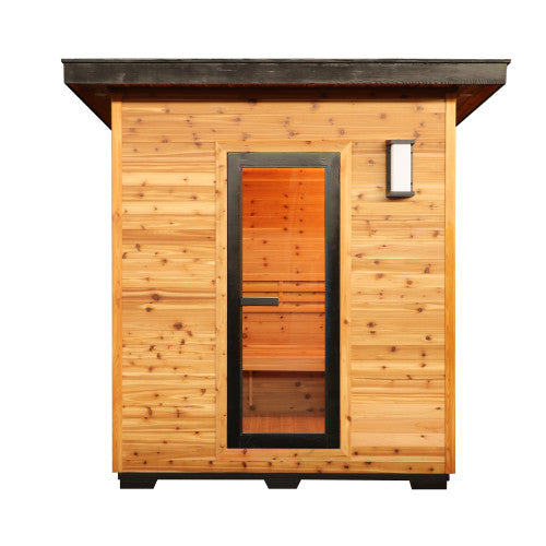 Denali 4-Person Outdoor Wet/Dry Contemporary Sauna with 6kW Harvia Heater