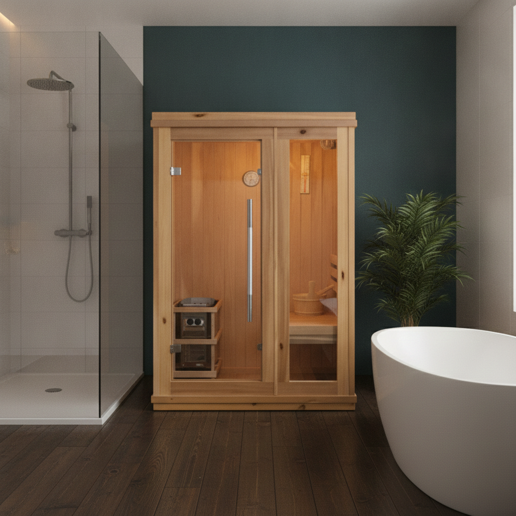 1-2 Person Indoor Traditional Cedar Sauna Harvia Heater