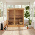 4-Person Indoor Traditional Cedar Sauna with Double Bench and 8kW Harvia Heater