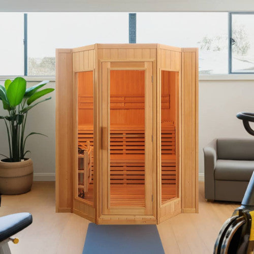 4-Person Indoor Traditional Sauna Double Bench with 6kW Harvia Heater