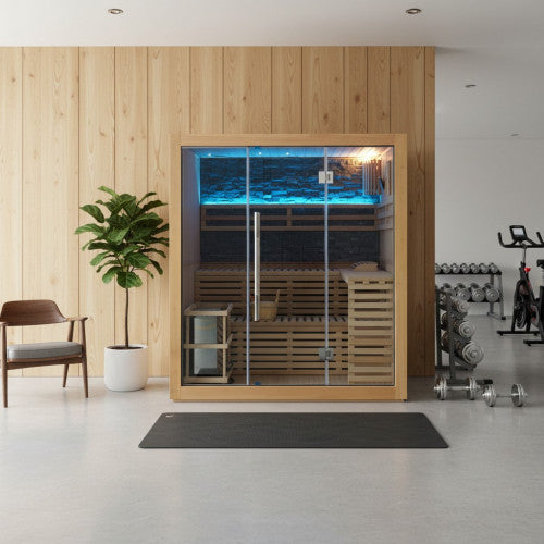 Galaxie 4-Person Indoor Traditional Sauna with Double Bench and 6kW Harvia Heater