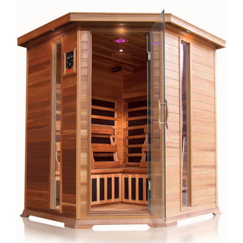 4-Person Indoor Infrared Corner Cedar Sauna