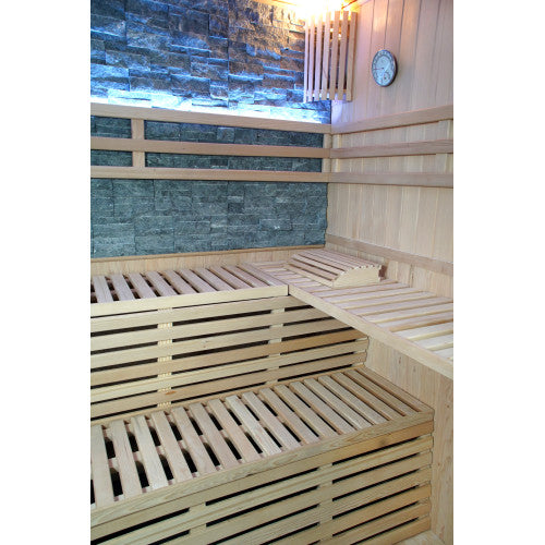 Galaxie 4-Person Indoor Traditional Sauna with Double Bench and 6kW Harvia Heater
