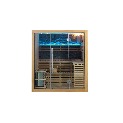 Galaxie 4-Person Indoor Traditional Sauna with Double Bench and 6kW Harvia Heater