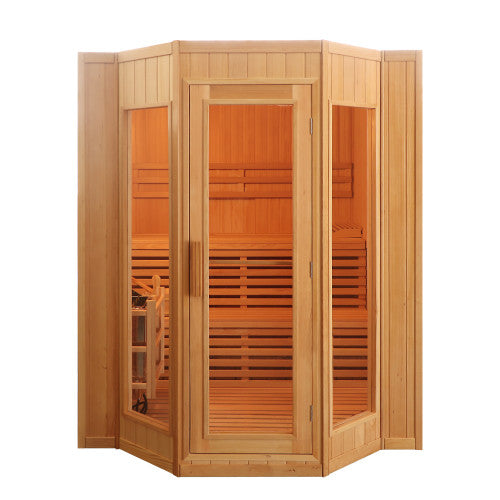 4-Person Indoor Traditional Sauna Double Bench with 6kW Harvia Heater