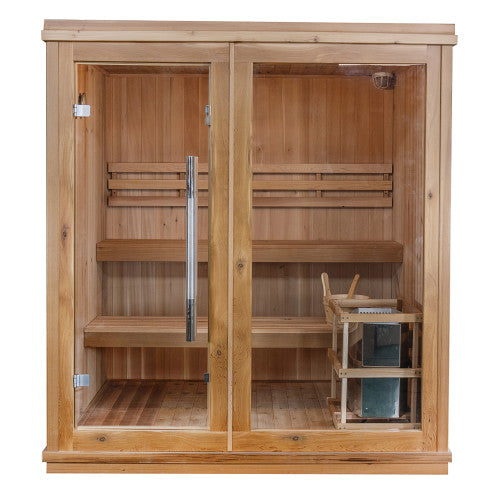 4-Person Indoor Traditional Sauna Double Bench with 6kW Harvia Heater