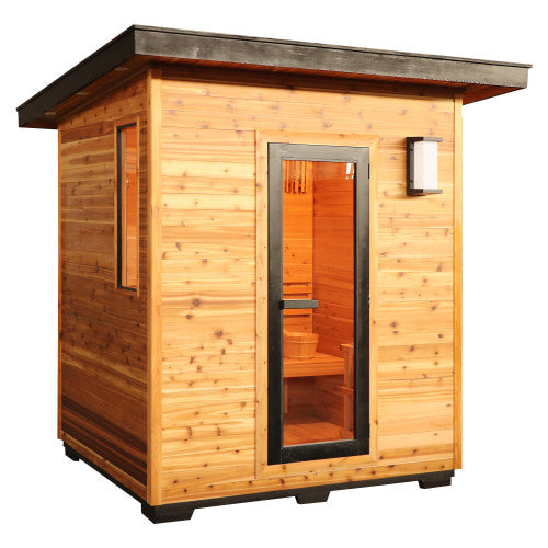Denali 4-Person Outdoor Wet/Dry Contemporary Sauna with 6kW Harvia Heater