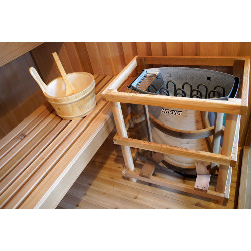4-Person Indoor Traditional Sauna Double Bench with 6kW Harvia Heater