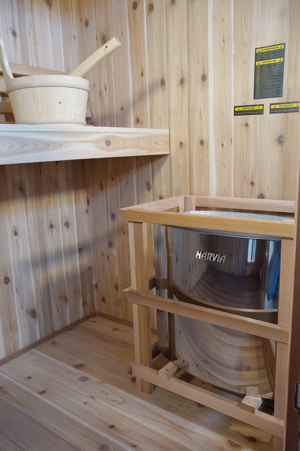 3 Person Indoor Traditional Cedar Sauna with Double Bench and 6kW Harvia Heater