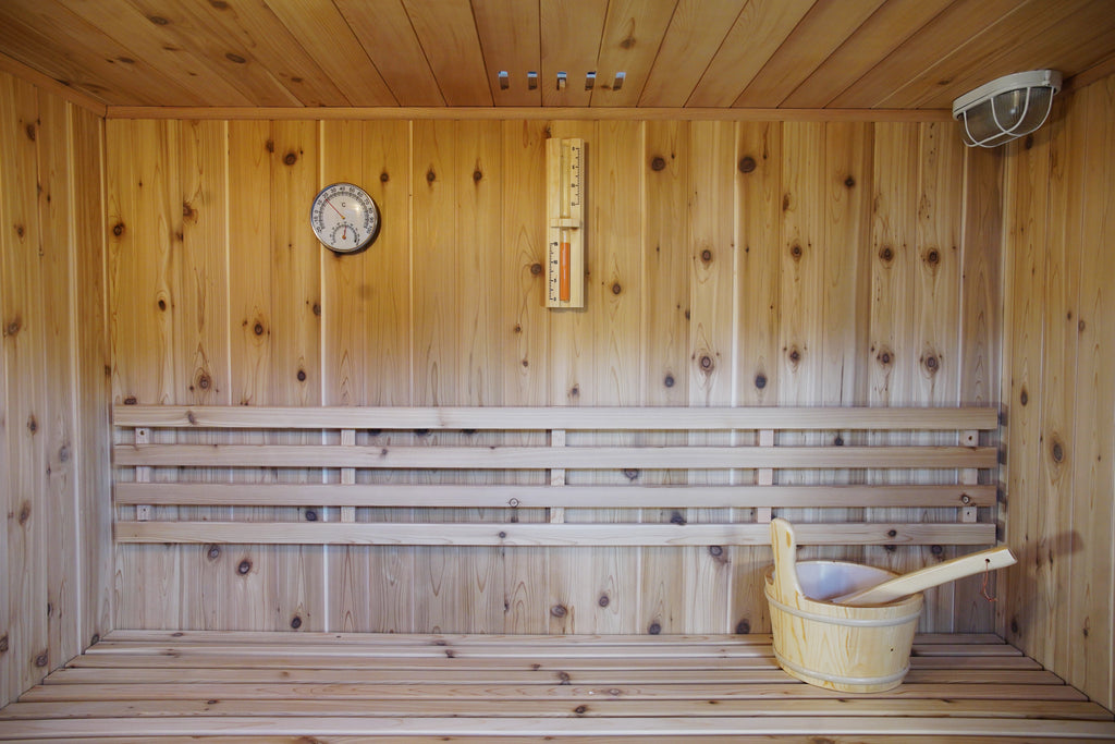 3 Person Indoor Traditional Cedar Sauna with Double Bench and 6kW Harvia Heater