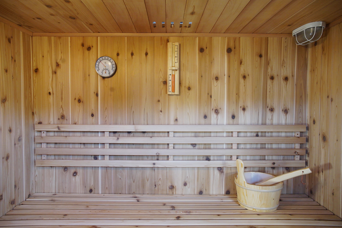 3 Person Indoor Traditional Cedar Sauna with Double Bench and 6kW Harvia Heater