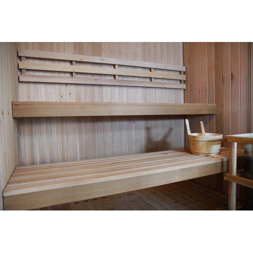 4-Person Indoor Traditional Sauna Double Bench with 6kW Harvia Heater