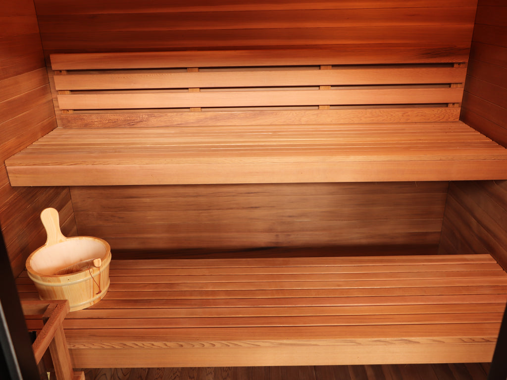 Cayman 4-Person Outdoor Traditional Wet/Dry Sauna with 6kW Harvia Heater