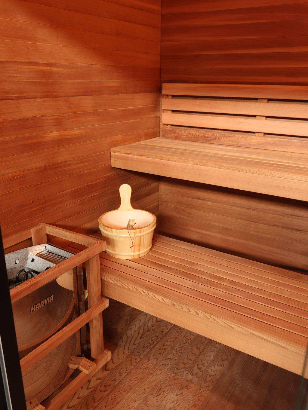 Cayman 4-Person Outdoor Traditional Wet/Dry Sauna with 6kW Harvia Heater