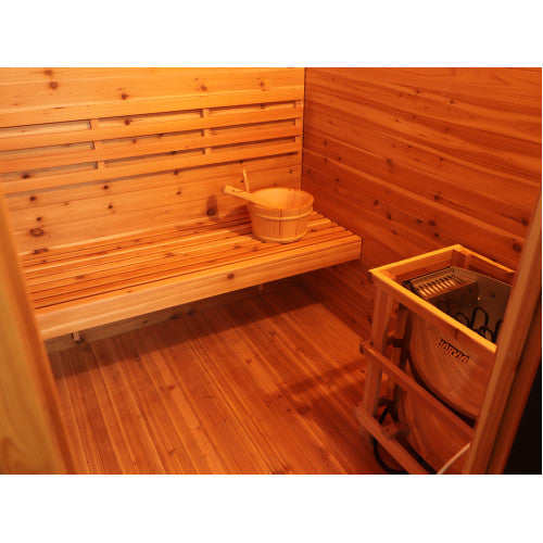Denali 4-Person Outdoor Wet/Dry Contemporary Sauna with 6kW Harvia Heater