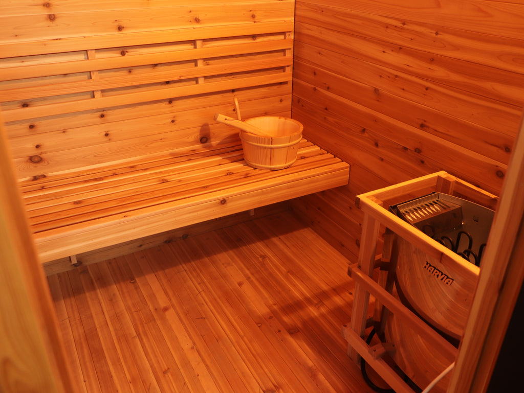 Denali 4-Person Outdoor Wet/Dry Sauna with 6kW Harvia Heater