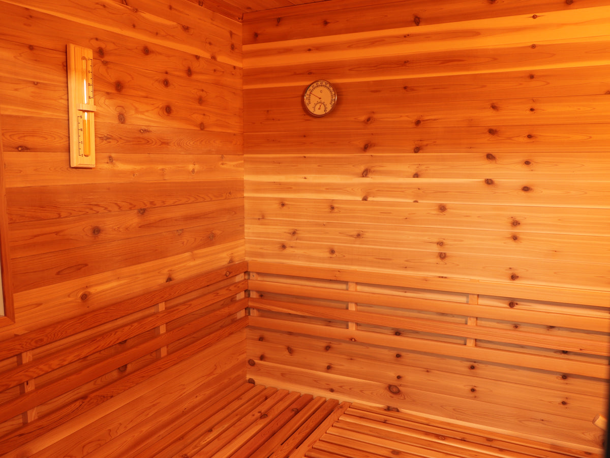 Denali 4-Person Outdoor Wet/Dry Sauna with 6kW Harvia Heater