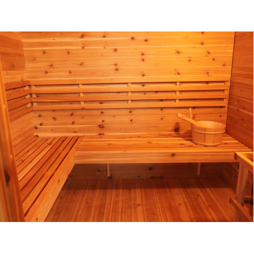 Denali 4-Person Outdoor Wet/Dry Contemporary Sauna with 6kW Harvia Heater