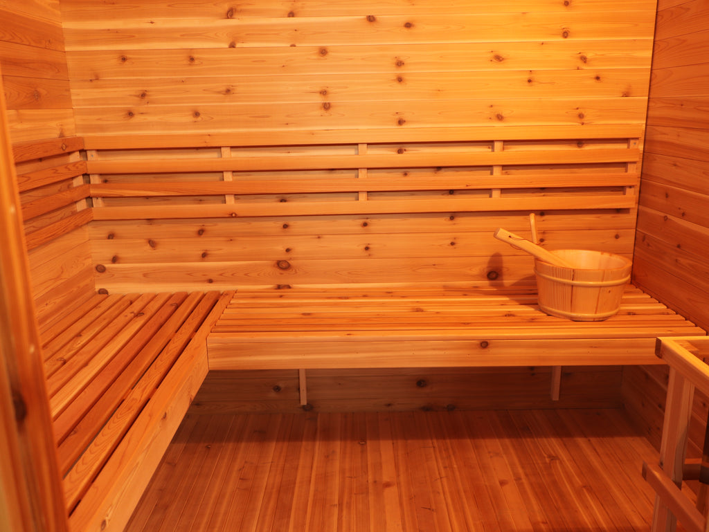 Denali 4-Person Outdoor Wet/Dry Sauna with 6kW Harvia Heater