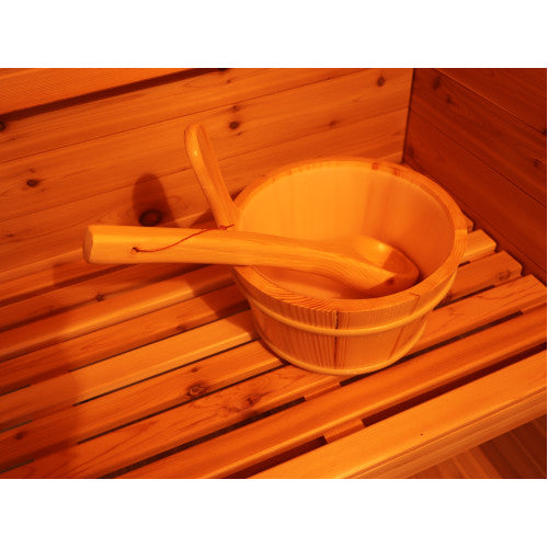 Denali 4-Person Outdoor Wet/Dry Contemporary Sauna with 6kW Harvia Heater