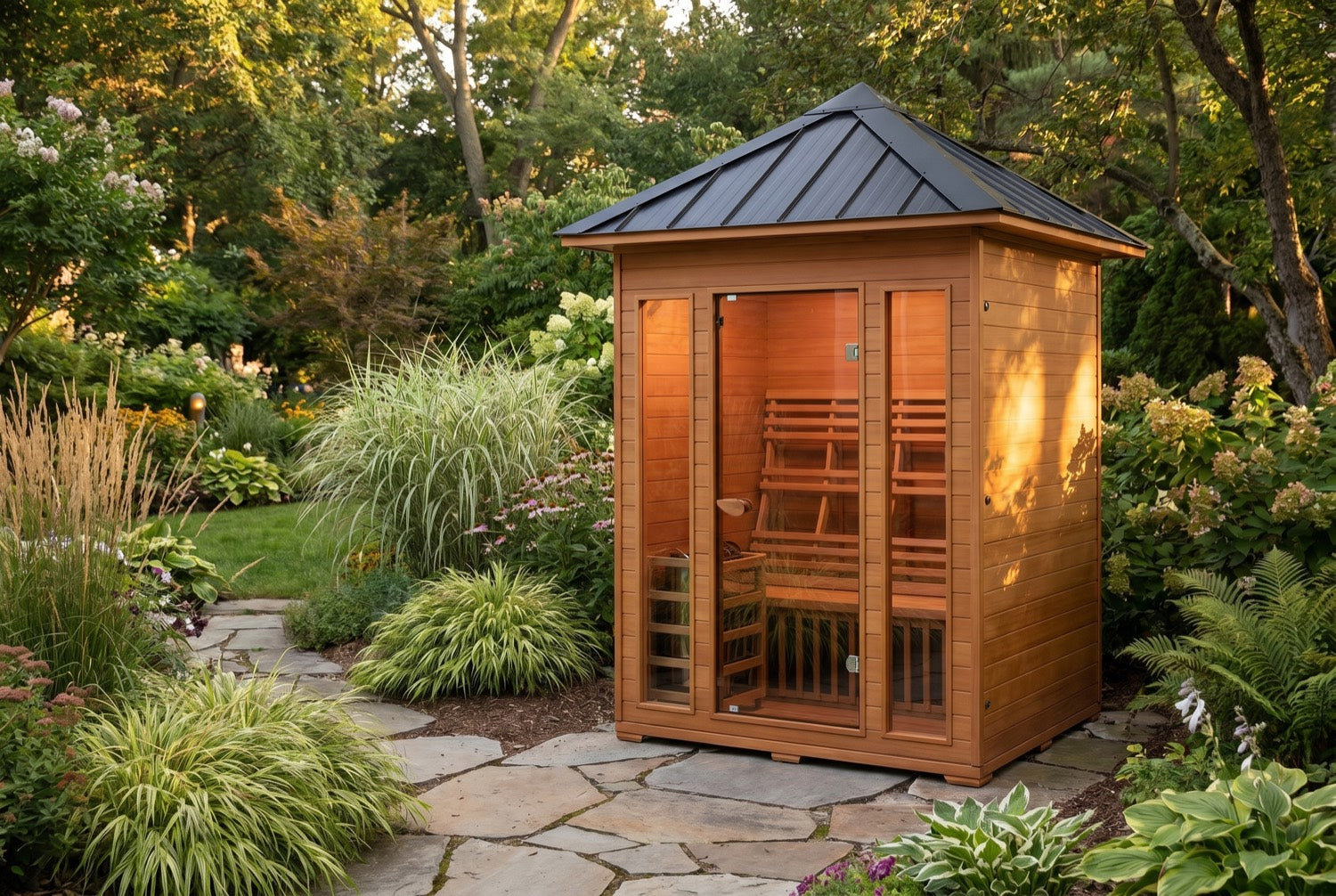 Waverly 3-Person Outdoor Traditional Sauna With Harvia Heater
