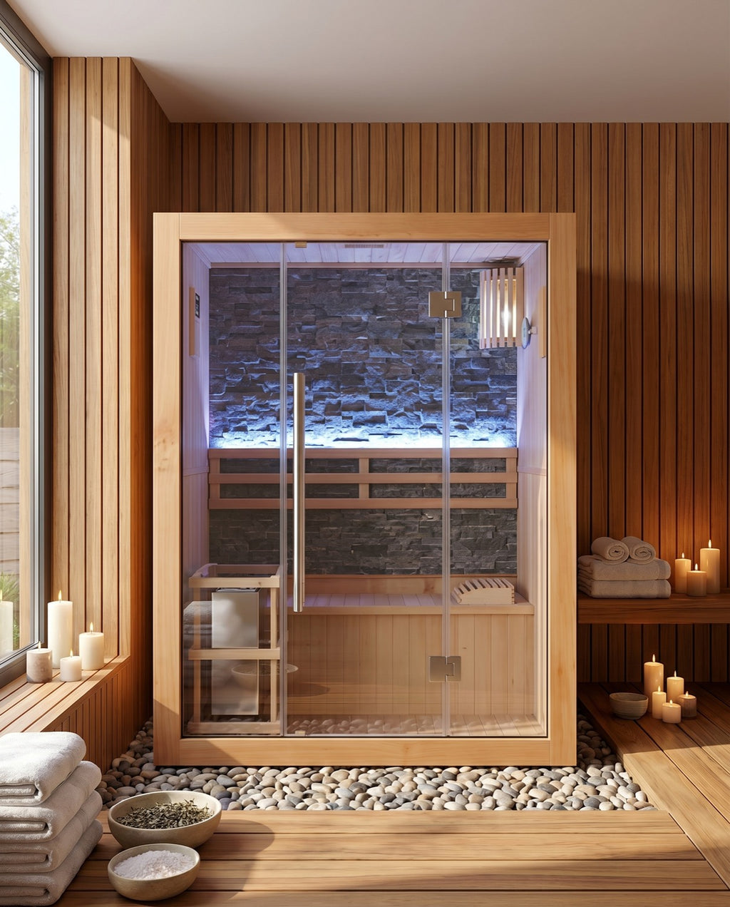 Rockledge 2-Person Luxury Indoor Traditional Sauna with 4.5kW Harvia Heater